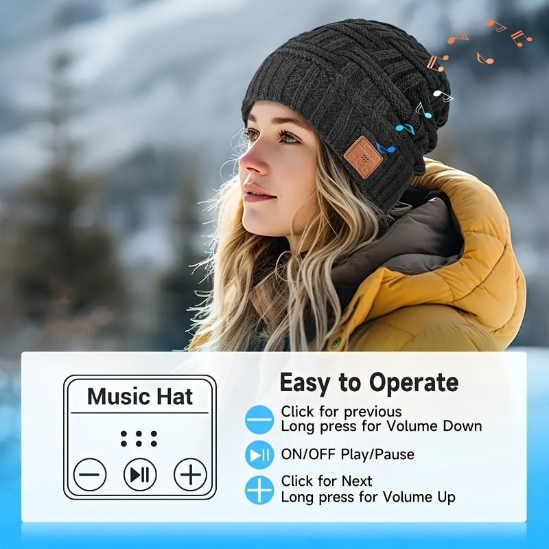 Wireless Beanie Hat with Built-in Headphones