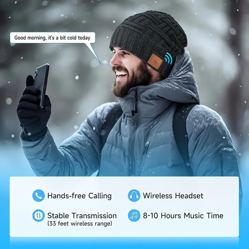 Wireless Beanie Hat with Built-in Headphones