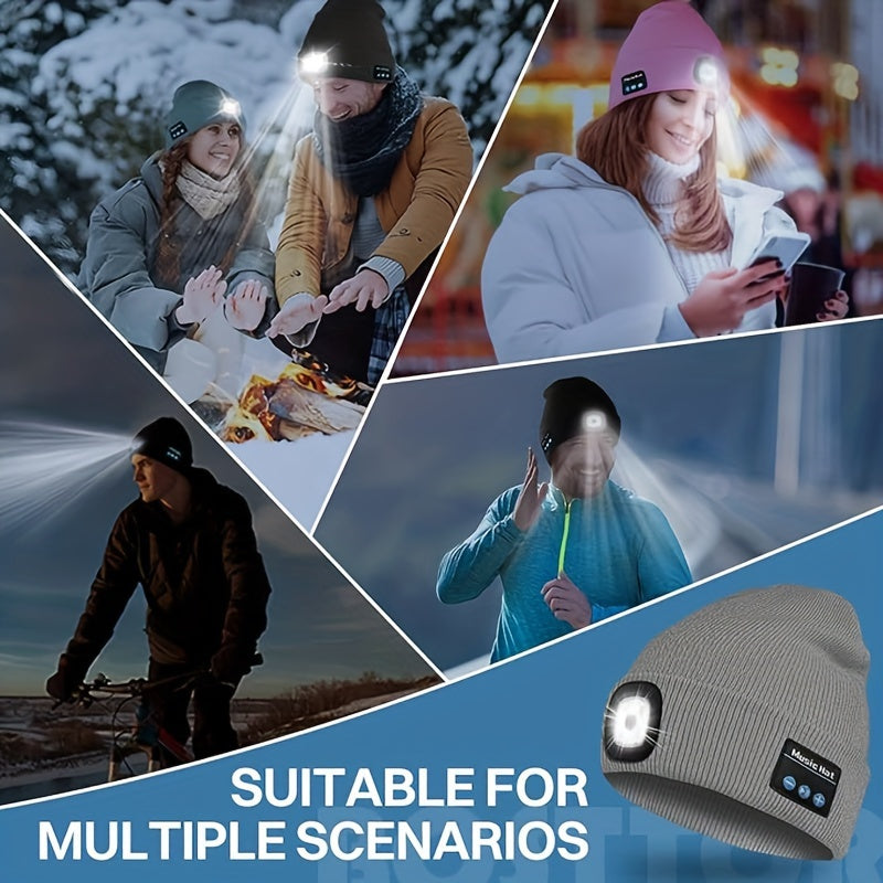 wireless Beanie Hat with Light and Wireless Headphones