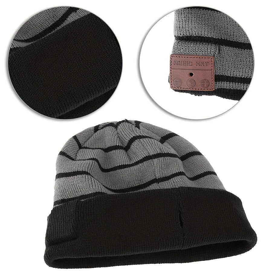 Cozy Knit Beanie With Built-In Mic - Vintage Style