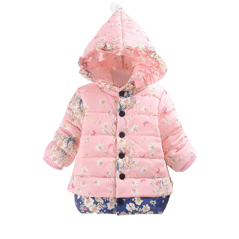 Baby Girl Outfits Floral Outwear Kids Overcoat Down Jacket