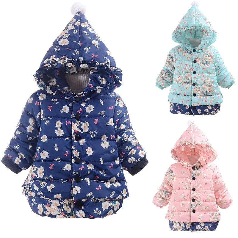 Baby Girl Outfits Floral Outwear Kids Overcoat Down Jacket