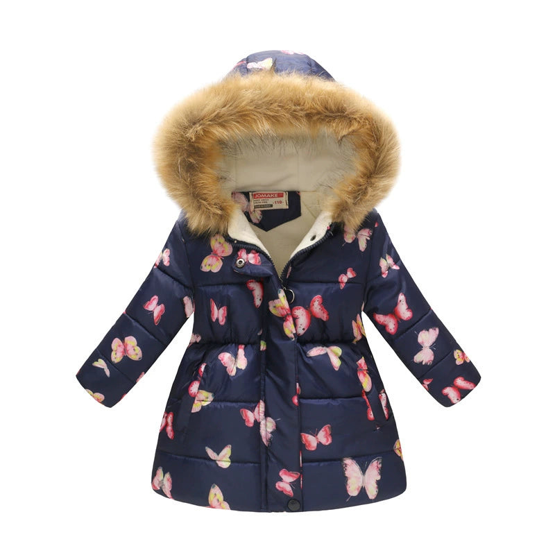 Winter Multi-Color Big Children Long Fur Collar Hood