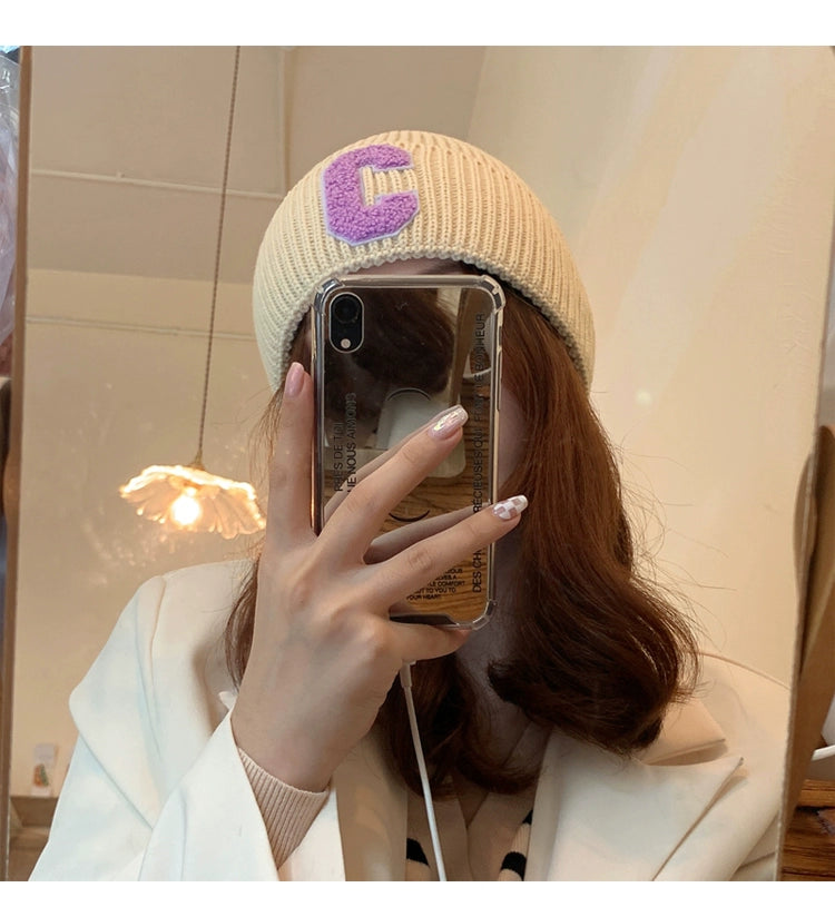 Minimalist Letter Autumn Women's Young Student Wool Hat