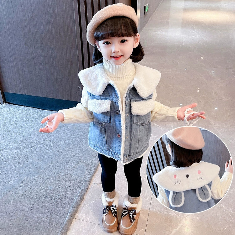 Thickened Denim Clothes Children Baby Girls Autumn and Winter Clothes