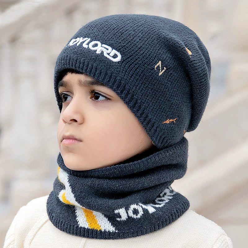 kids Hat Winter Fleece-lined Scarf Set Children's Ear Protection