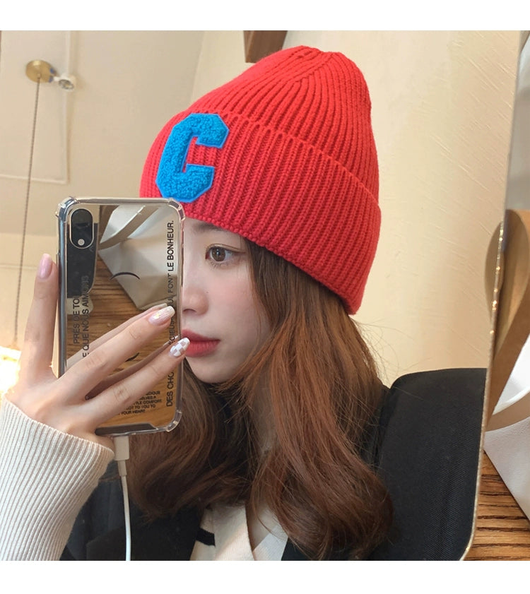 Minimalist Letter Autumn Women's Young Student Wool Hat