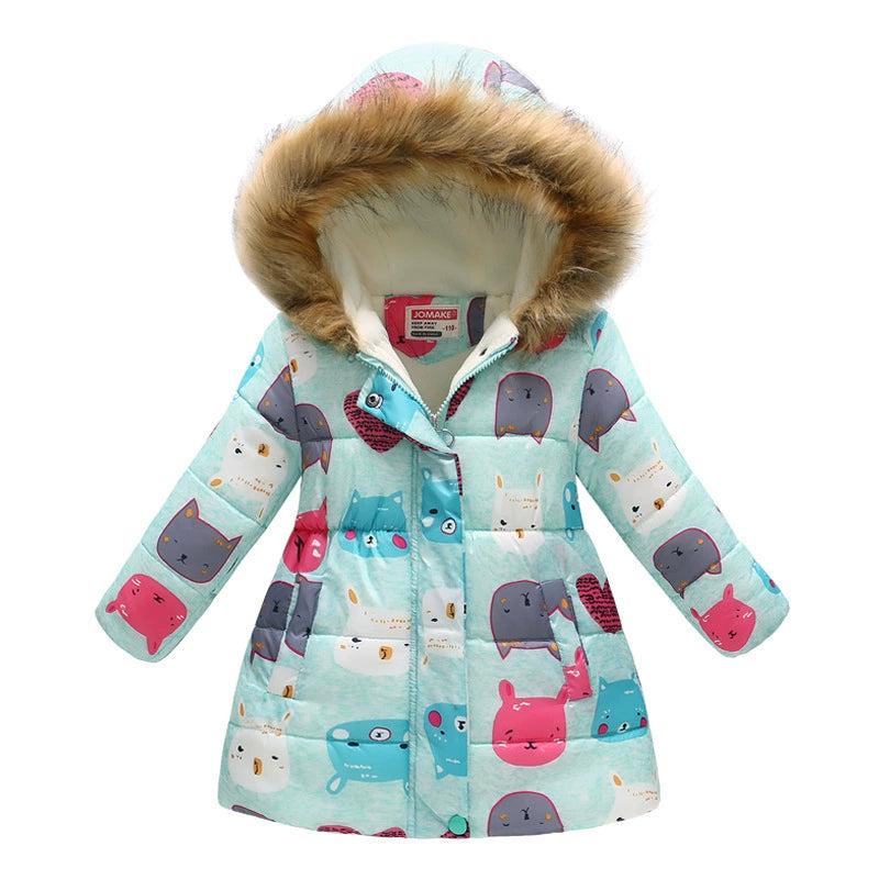 Winter Multi-Color Big Children Long Fur Collar Hood