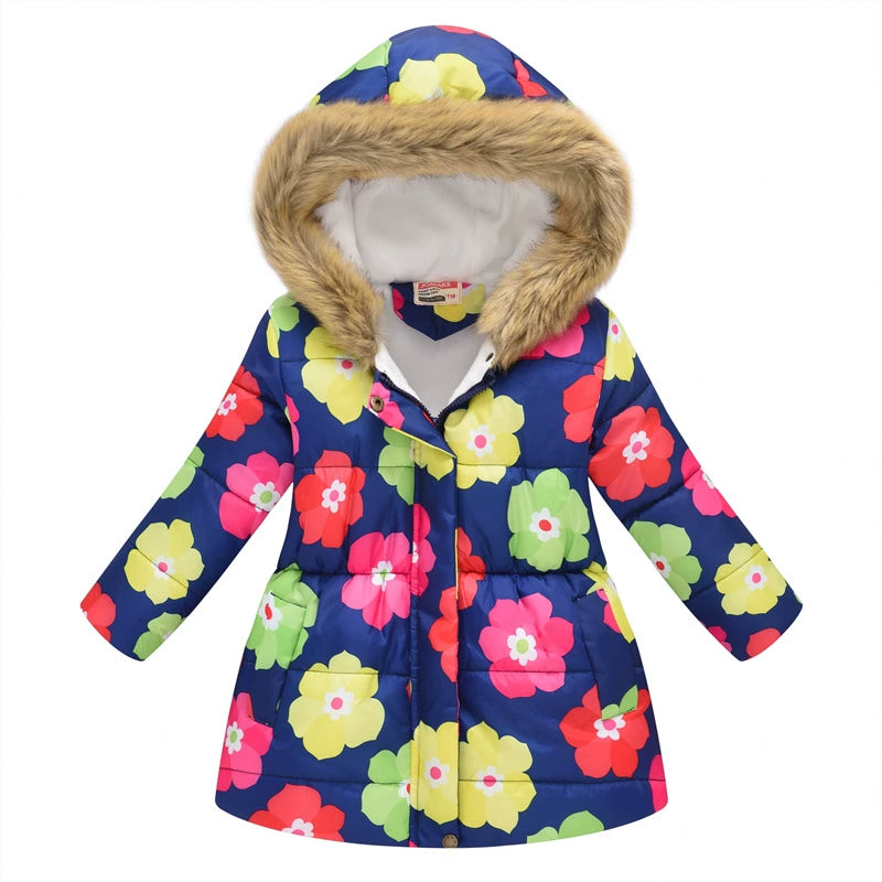 Winter Multi-Color Big Children Long Fur Collar Hood