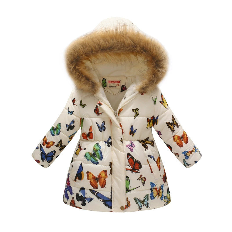 Winter Multi-Color Big Children Long Fur Collar Hood