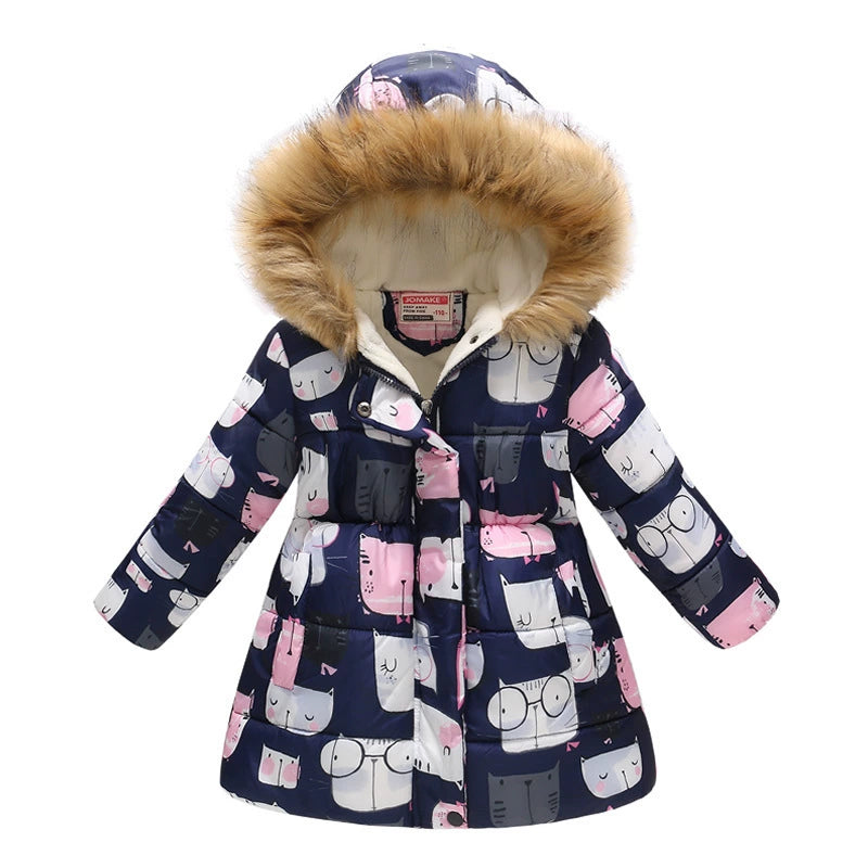 Winter Multi-Color Big Children Long Fur Collar Hood