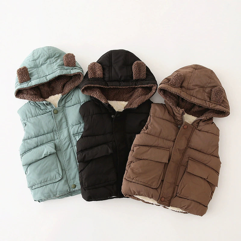 Cotton Vest Hooded K-style Thickened Thermal Zipper Vest