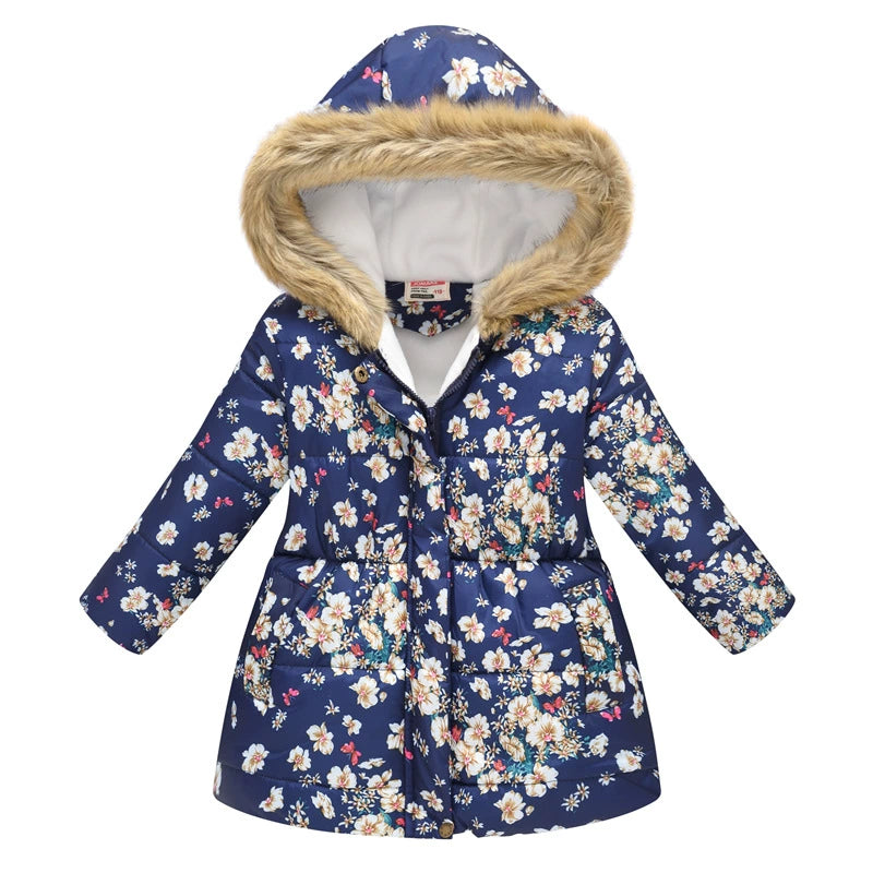 Winter Multi-Color Big Children Long Fur Collar Hood