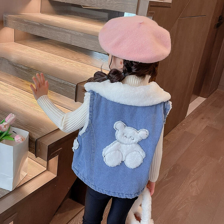 Thickened Denim Clothes Children Baby Girls Autumn and Winter Clothes