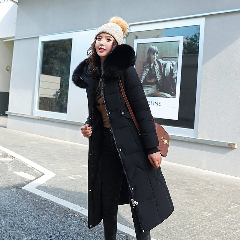 Cotton Clothing Cotton Coat Long Slim Fit Fur Collar Women's down Feather