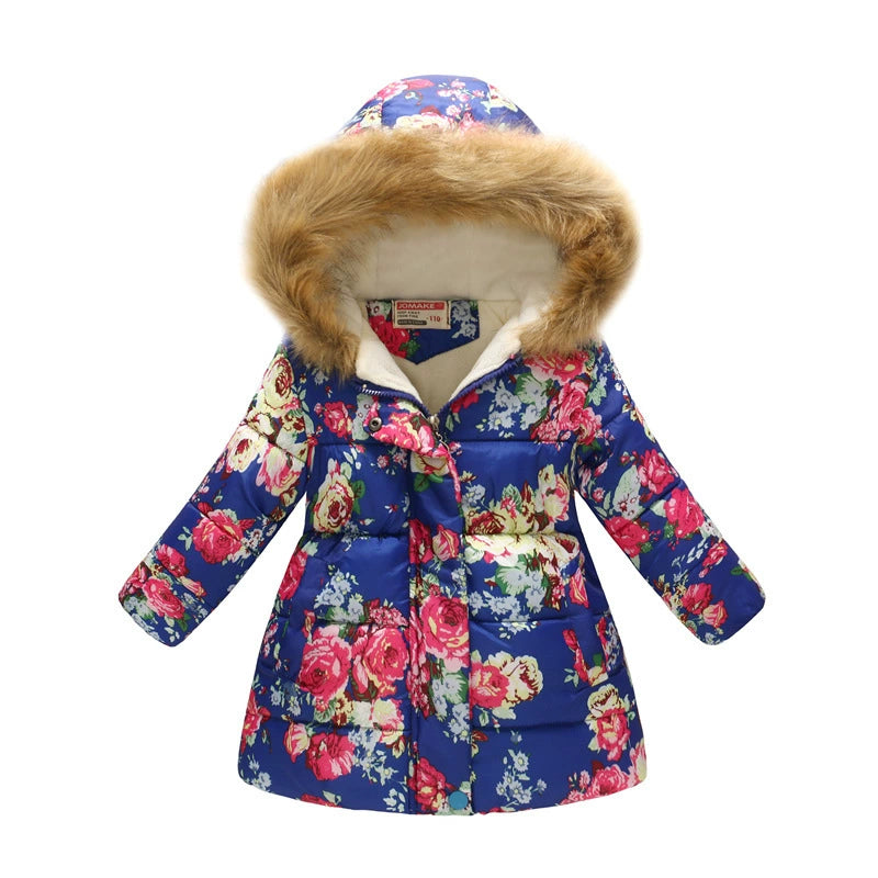 Winter Multi-Color Big Children Long Fur Collar Hood