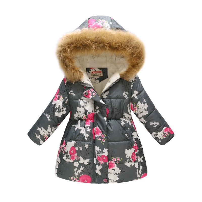 Winter Multi-Color Big Children Long Fur Collar Hood