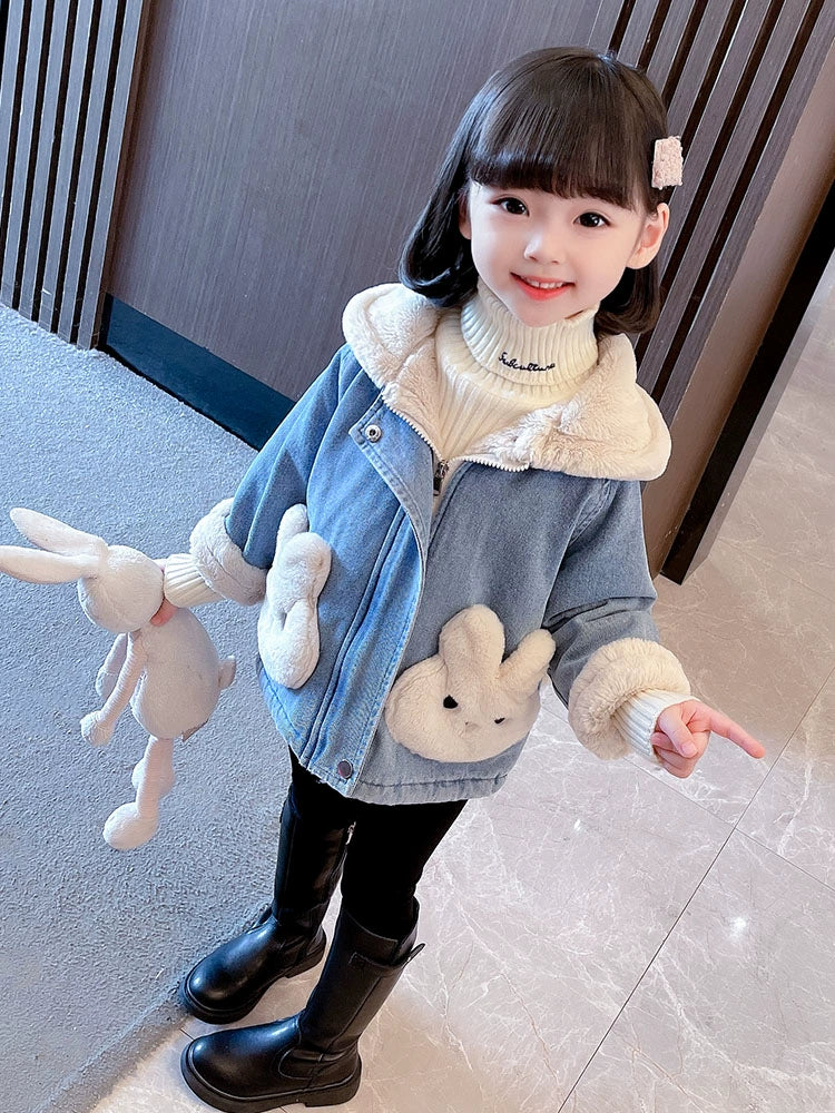 Thickened Denim Clothes Children Baby Girls Autumn and Winter Clothes