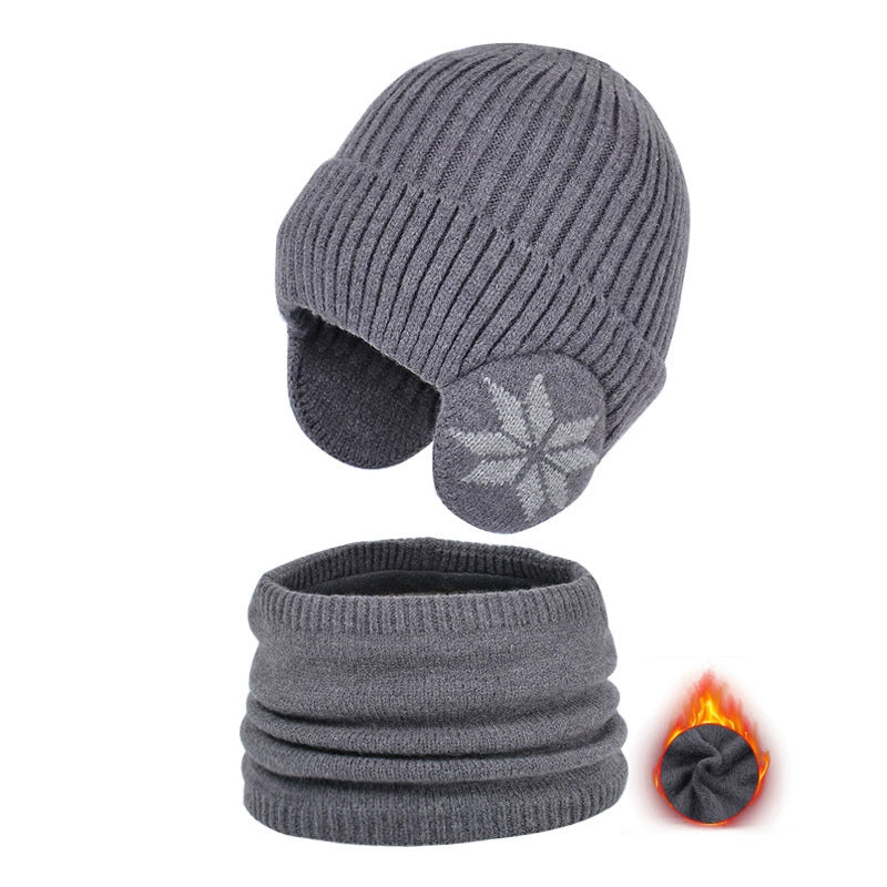 Children's and adult unisex Hat Winter Fleece-lined Scarf Set  Ear Protection