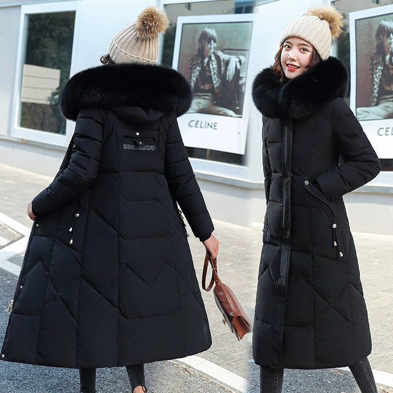 Cotton Clothing Cotton Coat Long Slim Fit Fur Collar Women's down Feather