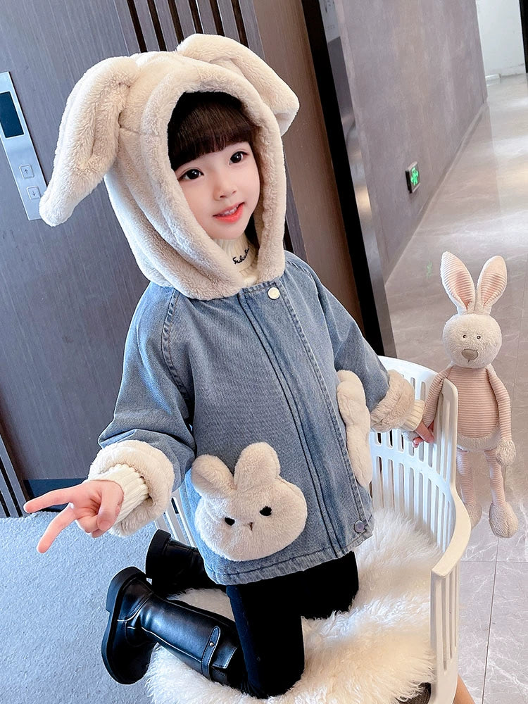 Thickened Denim Clothes Children Baby Girls Autumn and Winter Clothes