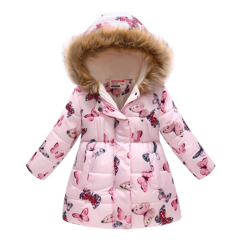 Winter Multi-Color Big Children Long Fur Collar Hood