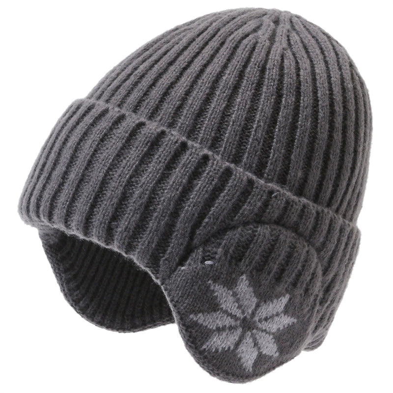 Autumn and Winter Warm Ear Protection Gray, Fleece Lining Outdoor Hat