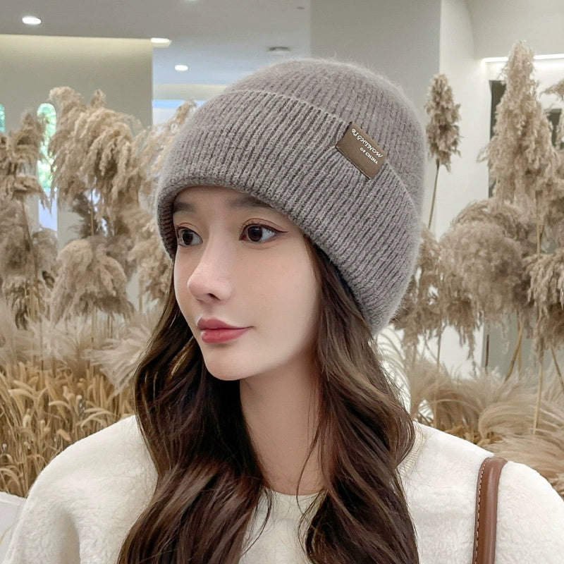 Knitting Women's Winter Velvet Cold Protection Earflaps Woolen Hat