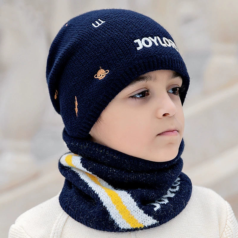 Children's and adult unisex Hat Winter Fleece-lined Scarf Set  Ear Protection