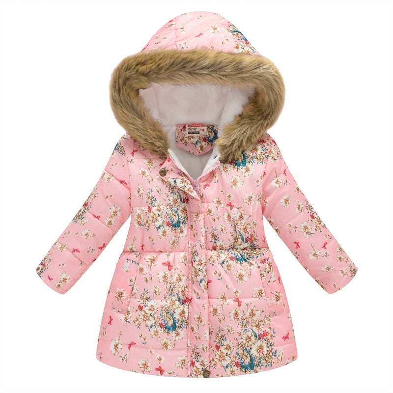 Winter Multi-Color Big Children Long Fur Collar Hood