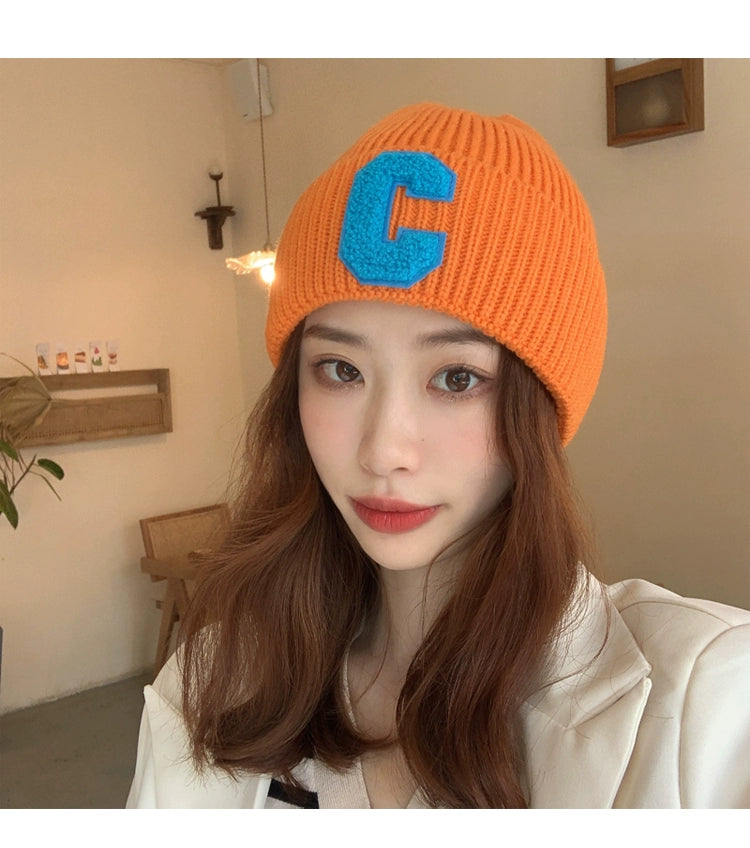 Minimalist Letter Autumn Women's Young Student Wool Hat