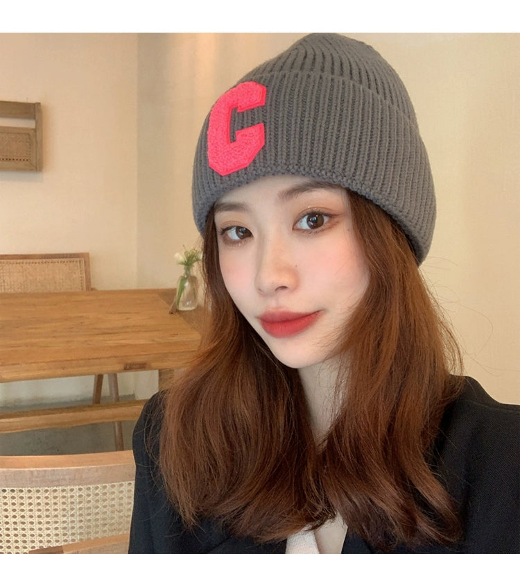 Minimalist Letter Autumn Women's Young Student Wool Hat