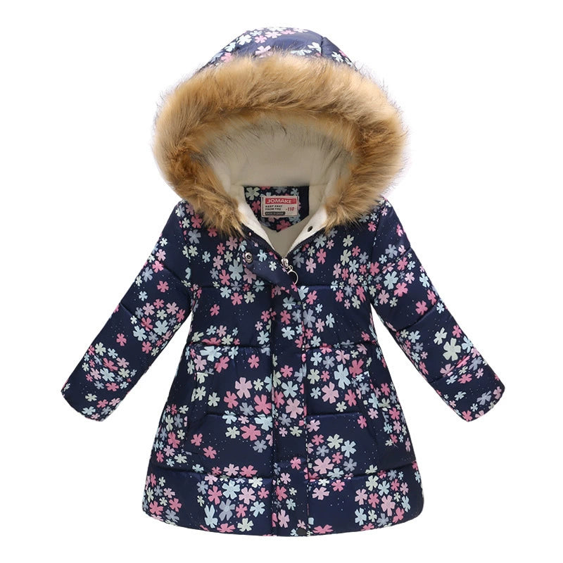 Winter Multi-Color Big Children Long Fur Collar Hood