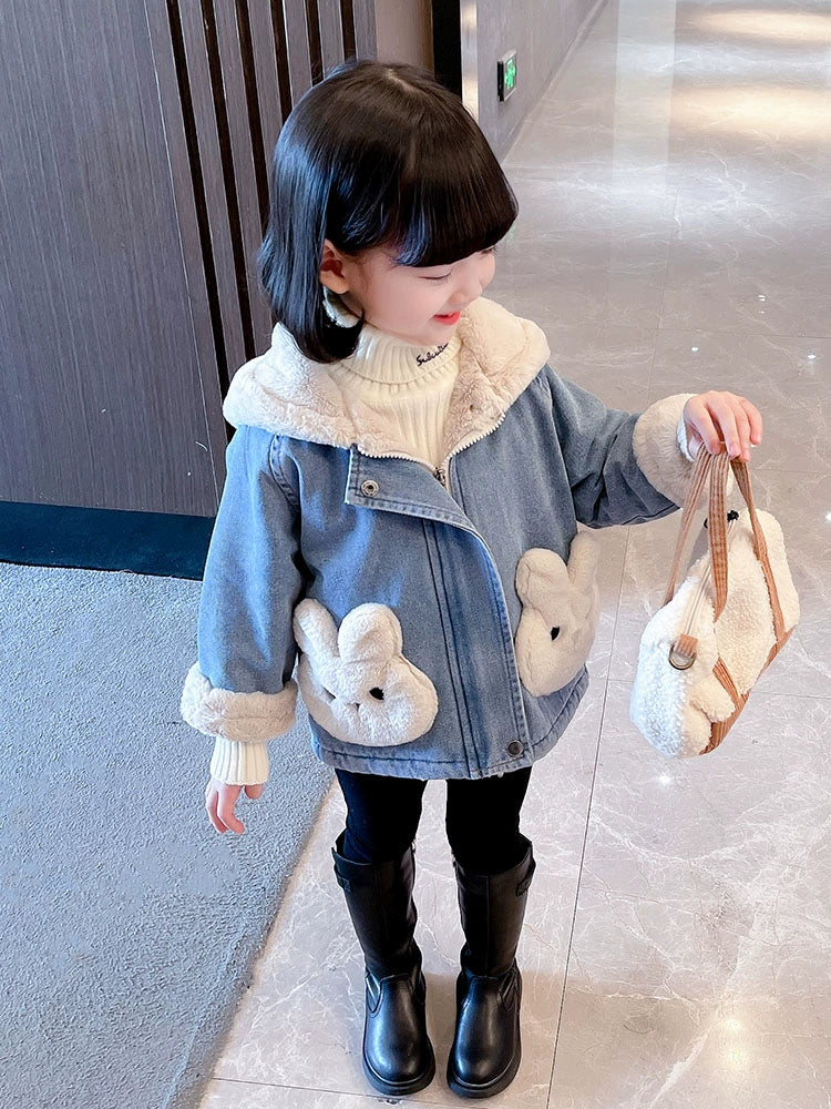 Thickened Denim Clothes Children Baby Girls Autumn and Winter Clothes