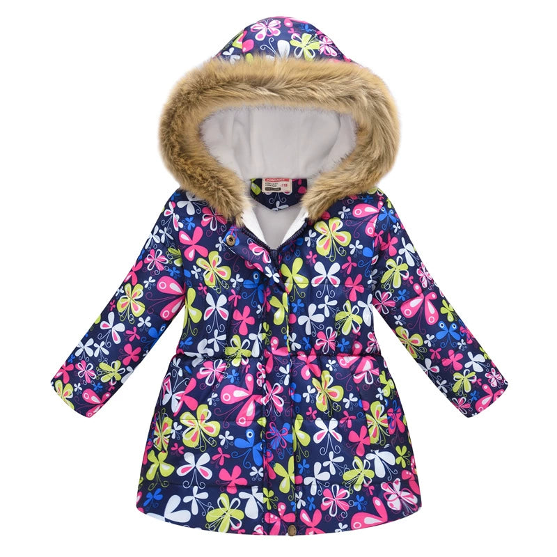 Winter Multi-Color Big Children Long Fur Collar Hood