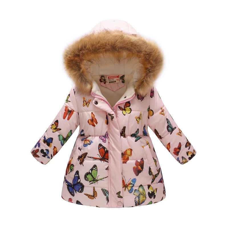 Winter Multi-Color Big Children Long Fur Collar Hood