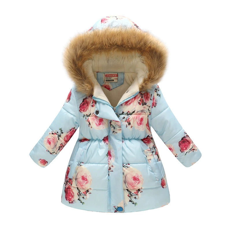 Winter Multi-Color Big Children Long Fur Collar Hood