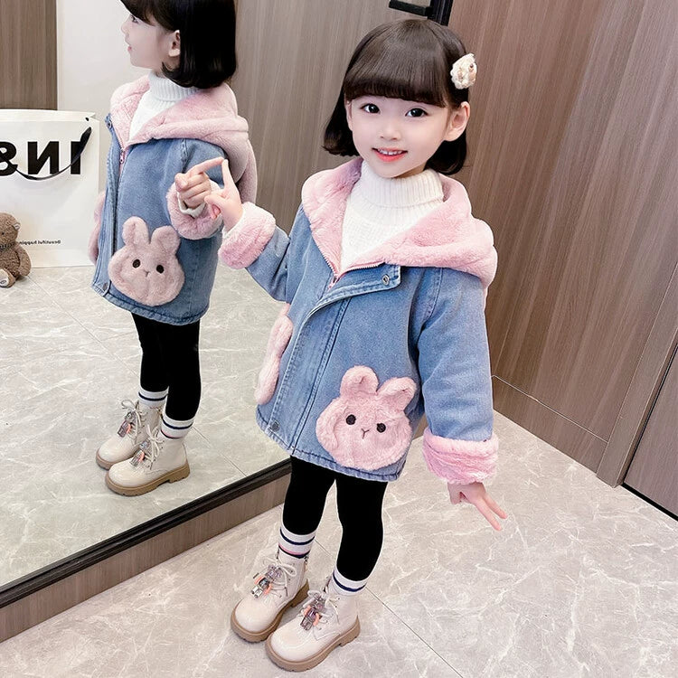 Thickened Denim Clothes Children Baby Girls Autumn and Winter Clothes