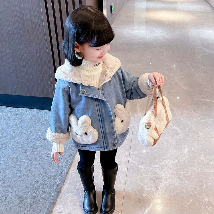 Thickened Denim Clothes Children Baby Girls Autumn and Winter Clothes