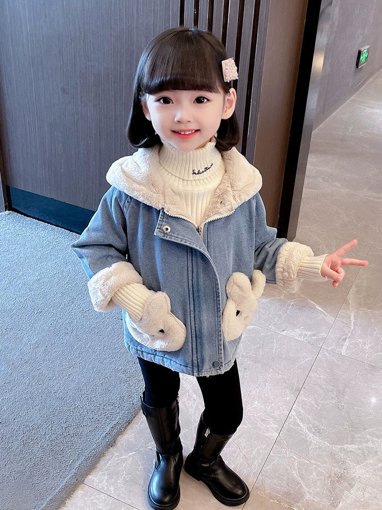 Thickened Denim Clothes Children Baby Girls Autumn and Winter Clothes