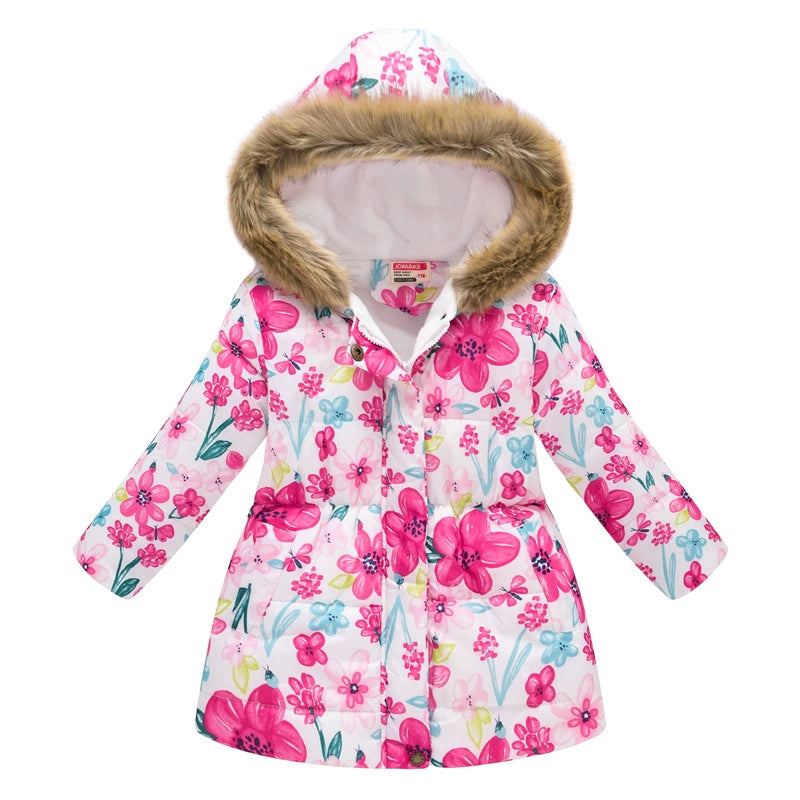 Winter Multi-Color Big Children Long Fur Collar Hood