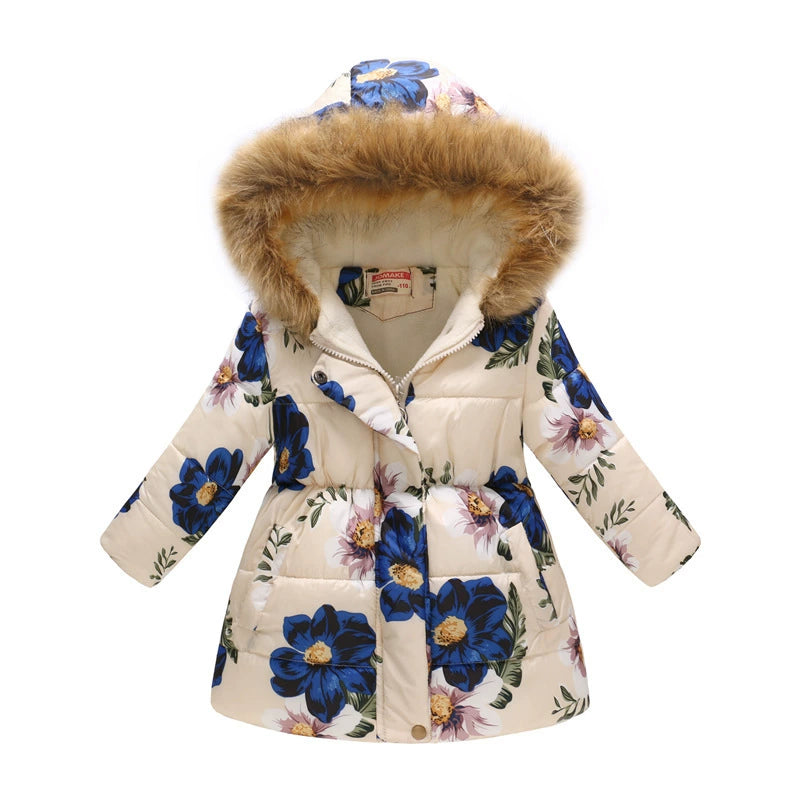 Winter Multi-Color Big Children Long Fur Collar Hood