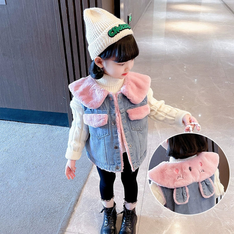 Thickened Denim Clothes Children Baby Girls Autumn and Winter Clothes