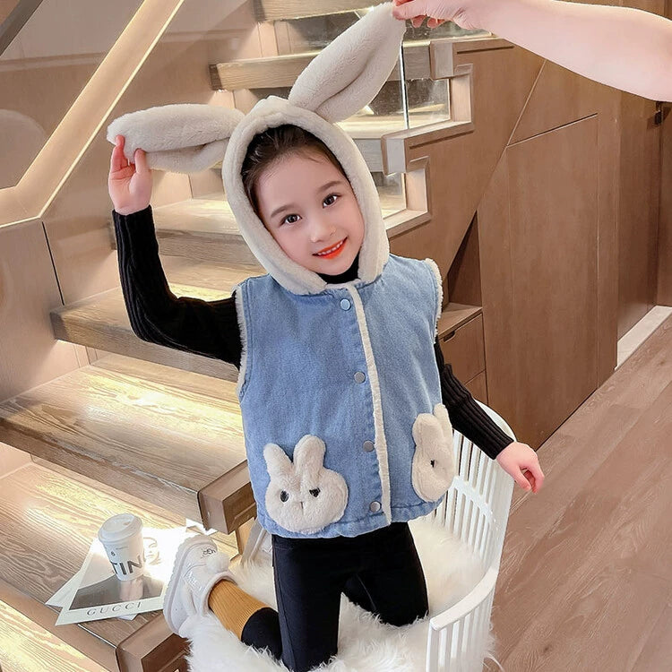 Thickened Denim Clothes Children Baby Girls Autumn and Winter Clothes