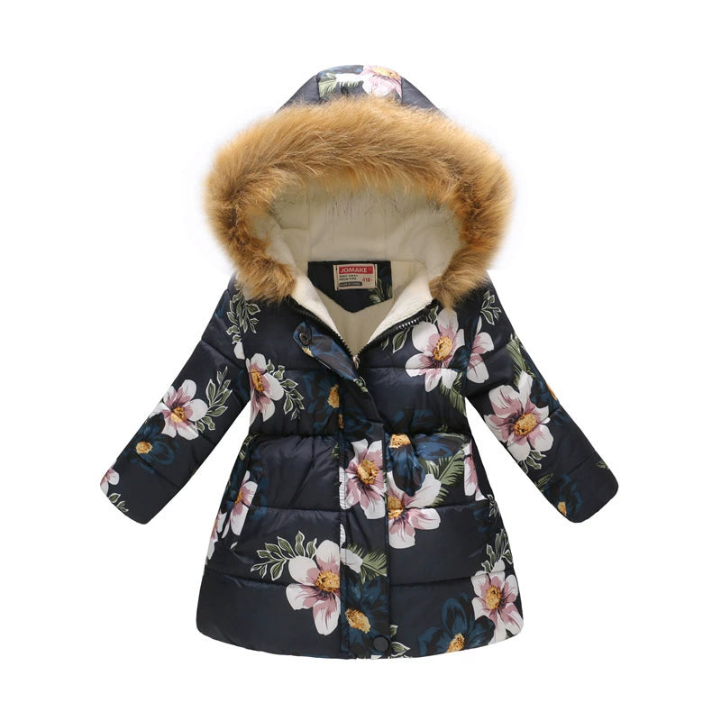 Winter Multi-Color Big Children Long Fur Collar Hood