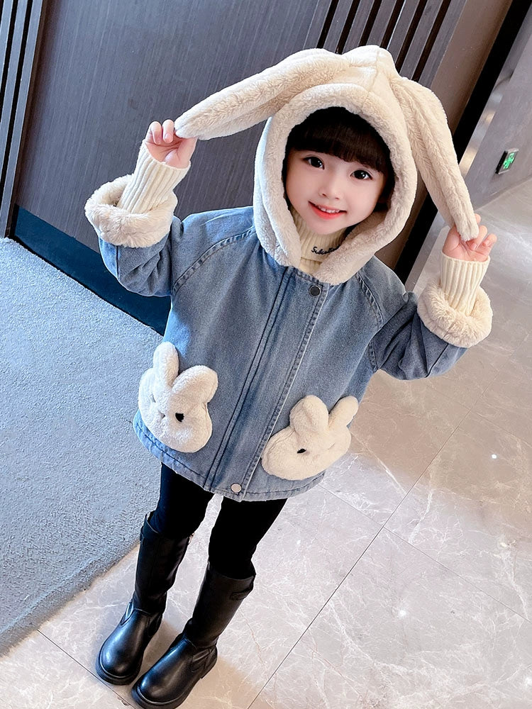 Thickened Denim Clothes Children Baby Girls Autumn and Winter Clothes