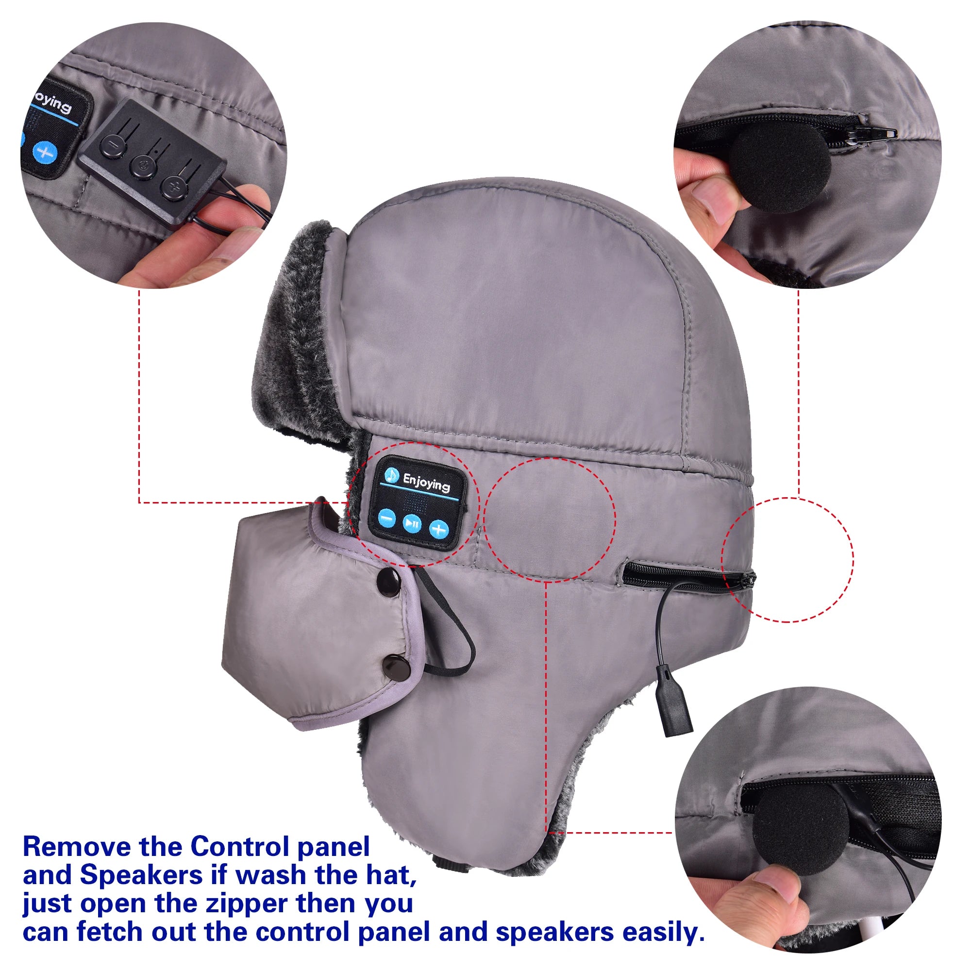 Winter Waterproof Wireless Hat with Bluetooth Headphones