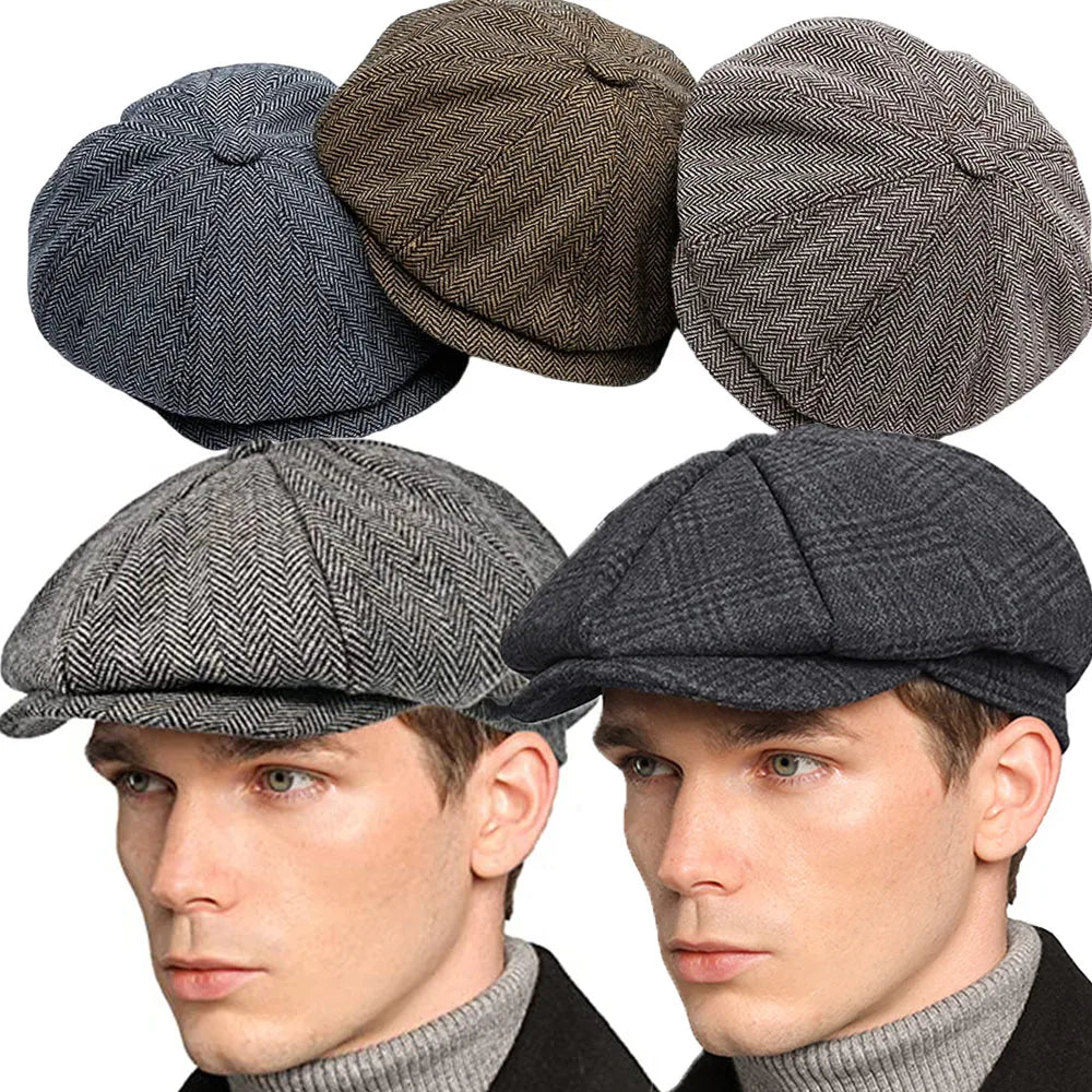 Men Octagonal Hats British Painters Hat Autumn Winter Berets