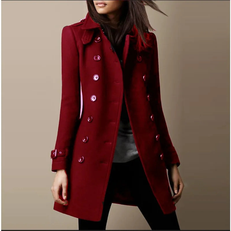 Outerwears Vintage V-Neck Full Sleeves Ladies Winter Overcoats