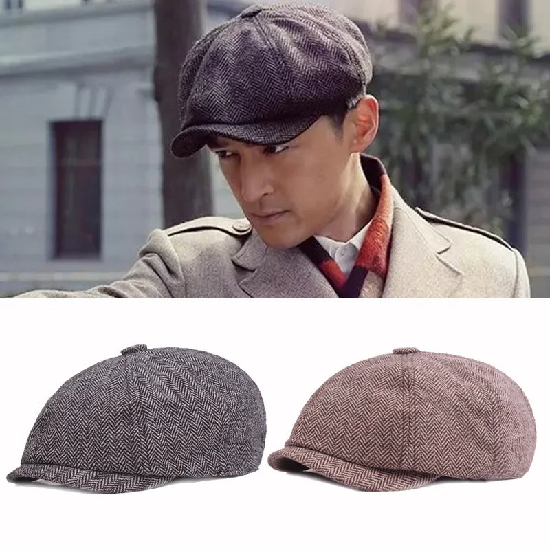 Men Octagonal Hats British Painters Hat Autumn Winter Berets